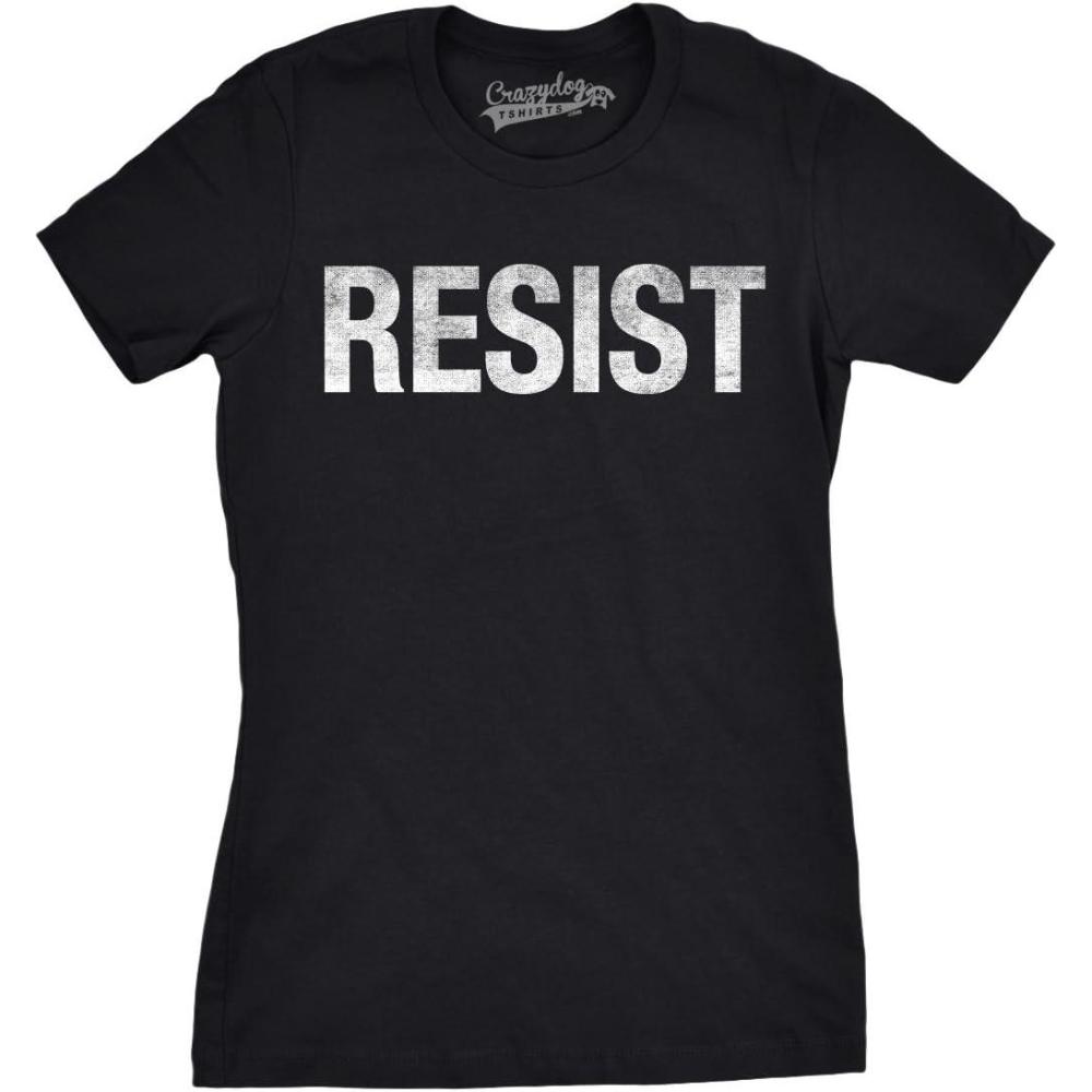 imageWomens Resist T Shirts Political Anti Authority Protest Tees Rebel Rally March TeeHeather Black Resist