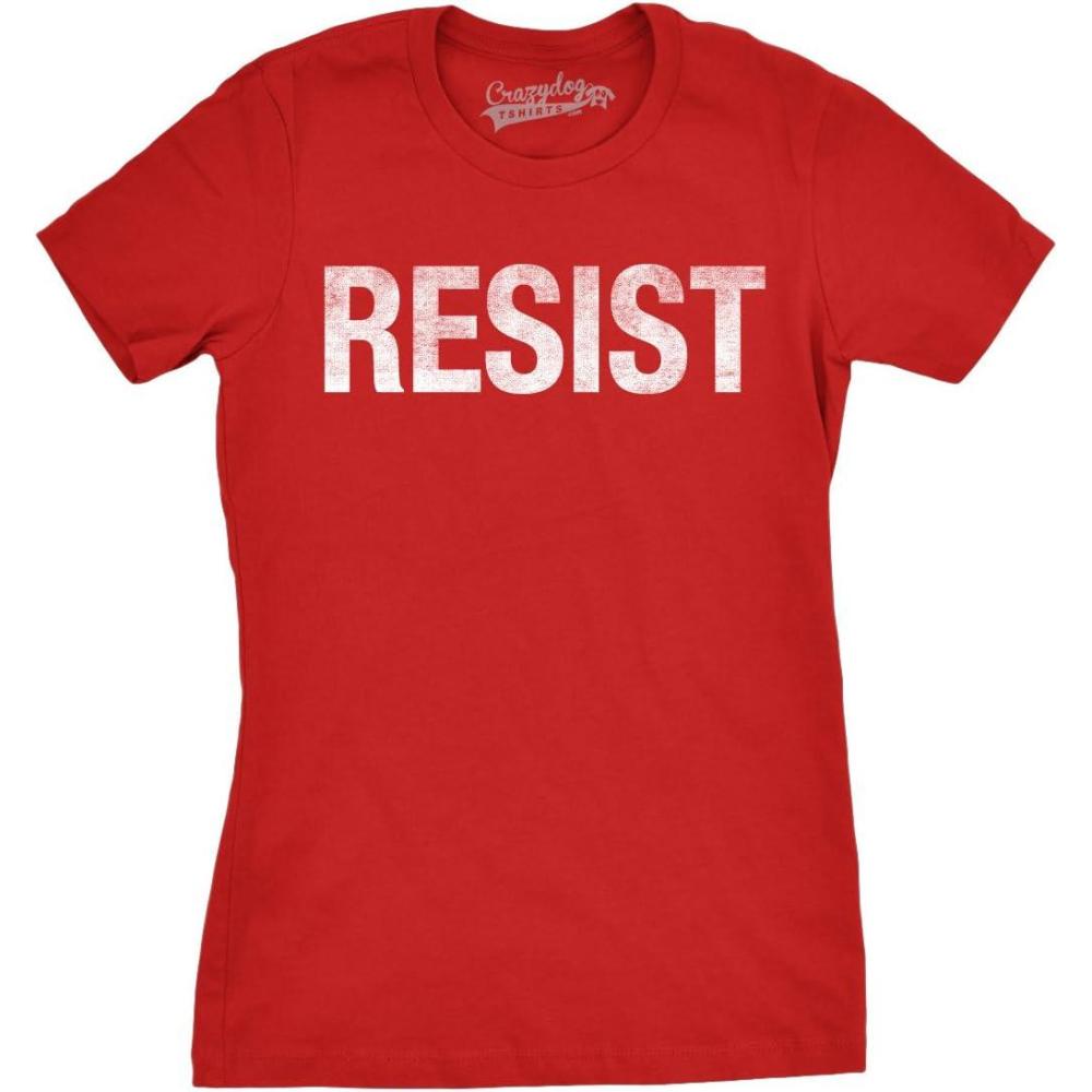 imageWomens Resist T Shirts Political Anti Authority Protest Tees Rebel Rally March TeeHeather Red  Resist