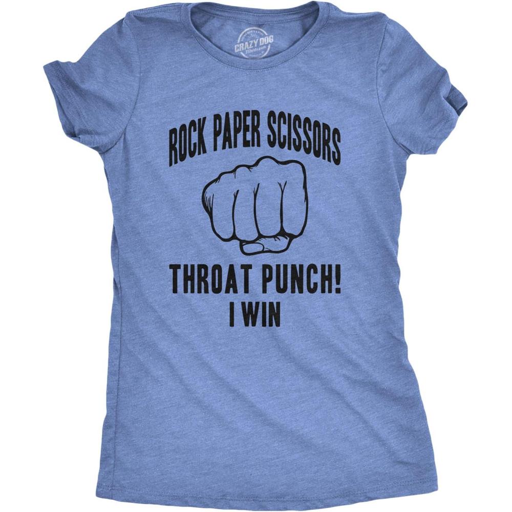 imageWomens Rock Paper Scissors Throat Punch T Shirt Funny Sarcastic Humor Tee GirlsLight Heather Blue
