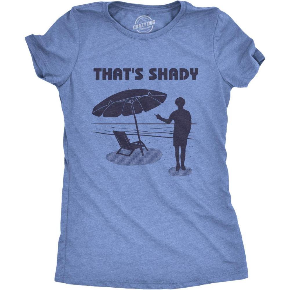 imageWomens Thats Shady T Shirt Funny Beach Vacation Umbrella TeeHeather Light Blue