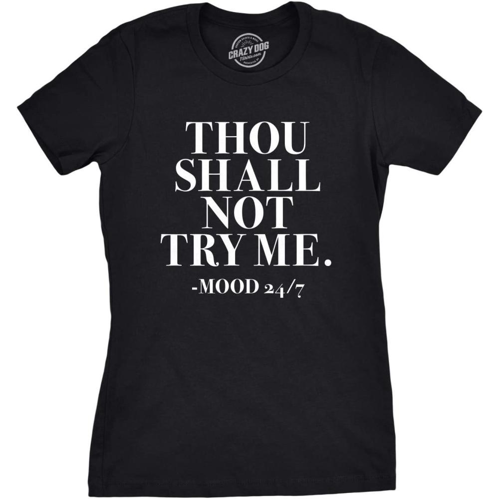 imageWomens Thou Shall Not Try Me T Shirt Funny Sarcastic Sassy Tee for LadiesBlack