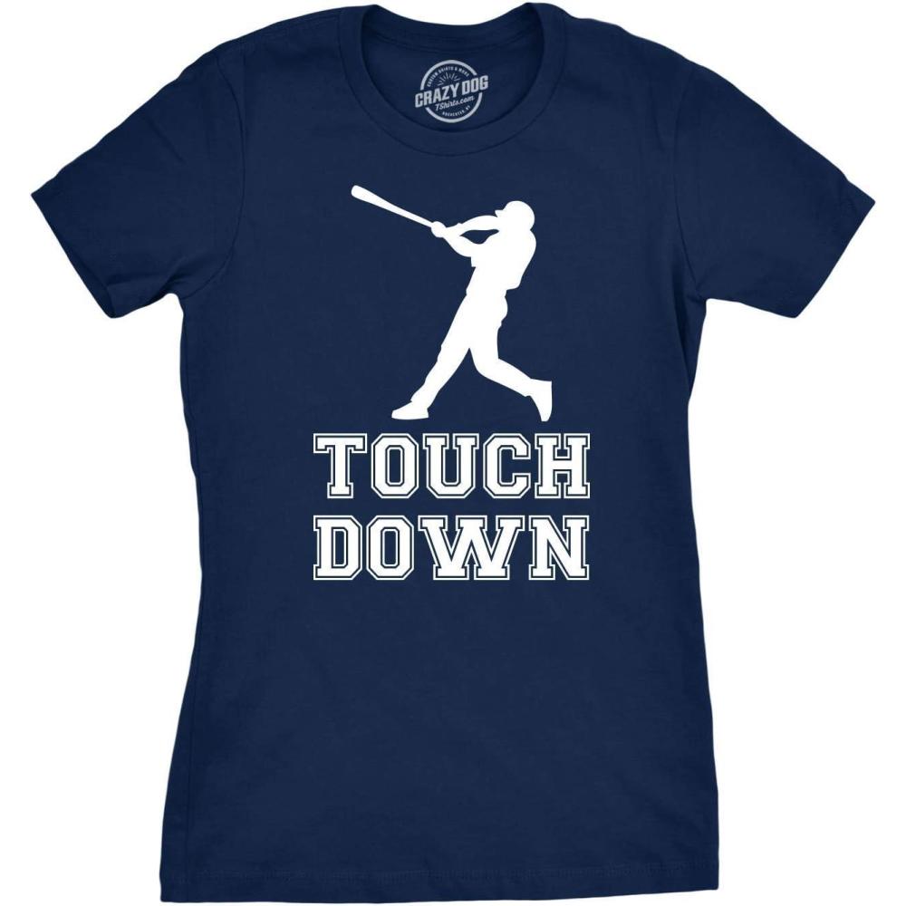 imageWomens Touch Down Funny Mocking Baseball Player Football Sporting TeeNavy