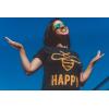 Crazy Dog Womens Funny Animal T Shirts Cute and Sarcastic Nature Tees for Women(Heather Black – Bee Happy)