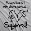 Crazy Dog Womens Funny Animal T Shirts Cute and Sarcastic Nature Tees for Women(Light Heather Grey – Distracted)