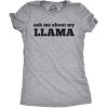 Womens Ask Me About My Llama T Shirt Funny Alpaca Flip Up Tee for Ladies(Light Heather Grey)