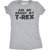 Womens Ask Me About My Trex T Shirt Funny Cool Dinosaur Flip Graphic Novelty Tee(Light Heather Grey)