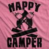 Womens Happy Camper Shirt Funny Camping Hiking Cool Vintage Graphic Tees Retro(Heather Pink)