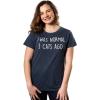 Womens I was Normal 3 Cats Ago T Shirt Funny Crazy Kitty Lover Tee(Heather Navy)