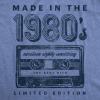Womens Made in The 1980s T Shirt Funny Retro Cassette Tape Music Graphic Tee(Light Heather Blue)