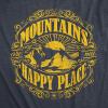 Womens Mountains are My Happy Place Cool Vintage Hiking Camping T Shirt Graphic(Navy)