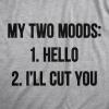 Womens My Two Moods V-Neck Funny Sarcastic Text Shirt for Ladies(Light Heather Grey)