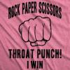 Womens Rock Paper Scissors Throat Punch T Shirt Funny Sarcastic Humor Tee Girls(Heather Pink)