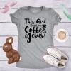 Womens This Girl Runs Off Coffee and Jesus T Shirt Funny Faith Church Cool Tee(Light Heather Grey)