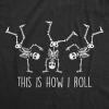 Womens This is How I Roll T Shirt Funny Halloween Skeleton Cartwheel Novelty Tee(Heather Black)