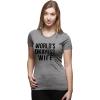 Womens Worlds Okayest Wife T Shirt Funny Married Anniversary Tee for Ladies(Light Heather Grey)