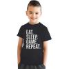 Youth Eat Sleep Game Repeat T Shirt Funny Nerdy Gamer Tee for Kids(Heather Black – Game)