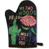 Crazy Dog T-Shirts My Two Moods Hello I Will Cut You Funny Flower Cactus Graphic Novelty Kitchen Accessories Funny Graphic Kitchenwear Introvert Cool Sarcastic Novelty Black Oven Mitt + Apron(Oven Mitt)