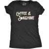 Crazy Dog T-Shirts Womens Coffee and Sunshine T Shirt Cute Tee for Ladies(Heather Black)
