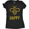 Crazy Dog Womens Funny Animal T Shirts Cute and Sarcastic Nature Tees for Women(Heather Black – Bee Happy)