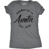 Crazy Dog Womens Promoted to Auntie 2025 Graphic T Shirt New Baby Family Tee(Dark Heather Grey – 2025)