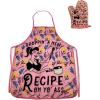 Droppin A New Recipe On Yo Ass Funny Cooking Kitchen Accessories Funny Graphic Kitchenwear Cool Food Novelty Cookware Pink Oven Mitt(Oven Mitt + Apron)