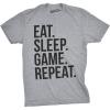 Mens Eat Sleep Game Repeat Funny Shirts Nerdy Gamer Tees Vintage Novelty T Shirt(Light Heather Grey)