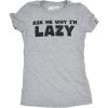 Womens Ask Me Why I’m Lazy T Shirt Funny Flipup Sloth Zoo Animal Slim Fit Tee(Light Heather Grey)