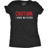 Womens Caution I Have No Filter Tshirt Funny Loose Cannon Outlandish Graphic Tee(Heather Black)