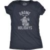 Womens Gnome for The Holidays T Shirt Funny Christmas Party Family Graphic Tee(Heather Navy)