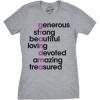 Womens Grandma Letters T Shirt Cute Graphic for Grandmother(Light Heather Grey)