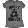 Womens Happy Camper Shirt Funny Camping Hiking Cool Vintage Graphic Tees Retro(Dark Heather Grey)