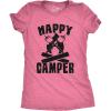 Womens Happy Camper Shirt Funny Camping Hiking Cool Vintage Graphic Tees Retro(Heather Pink)