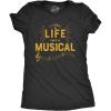 Womens I Wish Life was A Musical T Shirt Funny Theatre Song Dance Graphic Tee(Heather Black)