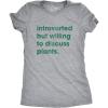Womens Introverted But Willing to Discuss Plants T Shirt Funny Gardening Tee(Light Heather Grey)