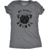 Womens My Spirit Animal Pug T Shirt Funny Dog Mom Tee Cute for Her(Dark Heather Grey)