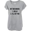 Womens My Two Moods V-Neck Funny Sarcastic Text Shirt for Ladies(Light Heather Grey)