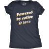 Womens Powered by Coffee and Love T Shirt Funny Retro Graphic Fun Novelty Tee for Guys(Heather Navy)