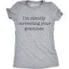 Womens Silently Correcting Your Grammar Funny T Shirt Nerdy Sarcastic Novelty Tee(Dark Heather Grey)
