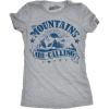 Womens The Mountains are Calling Cool Sunset Vintage Rockies Funny Hiking Nature T Shirt(Light Heather Grey)