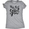 Womens This Girl Runs Off Coffee and Jesus T Shirt Funny Faith Church Cool Tee(Light Heather Grey)