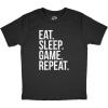 Youth Eat Sleep Game Repeat T Shirt Funny Nerdy Gamer Tee for Kids(Heather Black – Game)
