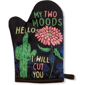 Crazy Dog T-Shirts My Two Moods Hello I Will Cut You Funny Flower Cactus Graphic Novelty Kitchen Accessories Funny Graphic Kitchenwear Introvert Cool Sarcastic Novelty Black Oven Mitt + Apron(Oven Mitt)