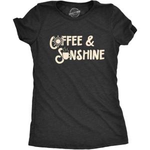 Crazy Dog T-Shirts Womens Coffee and Sunshine T Shirt Cute Tee for Ladies(Heather Black)