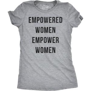 Crazy Dog T-Shirts Womens Empowered Women Empower Women T-Shirt Cool Lady Girl Power Feminism Tee(Light Heather Grey)