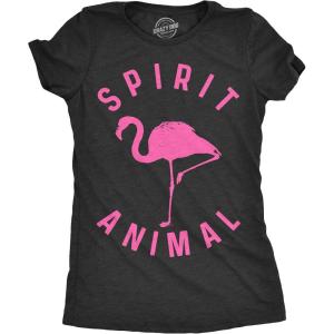 Crazy Dog Womens Funny Animal T Shirts Cute and Sarcastic Nature Tees for Women(Heather Black – Flamingo Spirit)