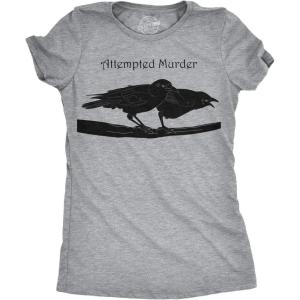 Crazy Dog Womens Funny Animal T Shirts Cute and Sarcastic Nature Tees for Women(Light Heather Grey – Attempted Murder)