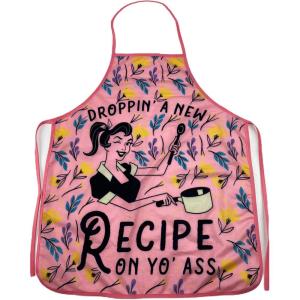 Droppin A New Recipe On Yo Ass Funny Cooking Kitchen Accessories Funny Graphic Kitchenwear Cool Food Novelty Cookware Pink Oven Mitt(Apron)