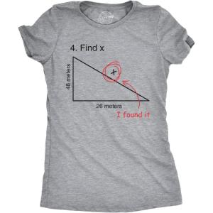 Find X T Shirt Funny Sarcastic Nerdy Math Test Teacher Tee for Women(Grey)