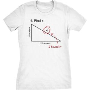 Find X T Shirt Funny Sarcastic Nerdy Math Test Teacher Tee for Women(White)