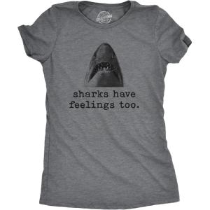 Funny Mom Shirts for Women with Cute Food Coffee and Drinking Jokes Funny tees for Mothers Day(Dark Heather Grey – Shark Feelings)